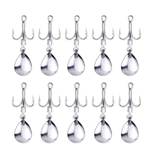 10 unidades/juego de 3 anzuelos de pesca con púas de Metal con lentejuelas giratorias (lágrima plateada) Ehuebsd Para estrenar