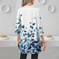 thumbnail image 4 of WTOBBY Women's Fashion Casual Retro Floral Print V-Neck Mid-Length Tunic Tops with Pockets, 3/4 Sleeve Blouses, Versatile and Stylish Shirt,White L, 4 of 5