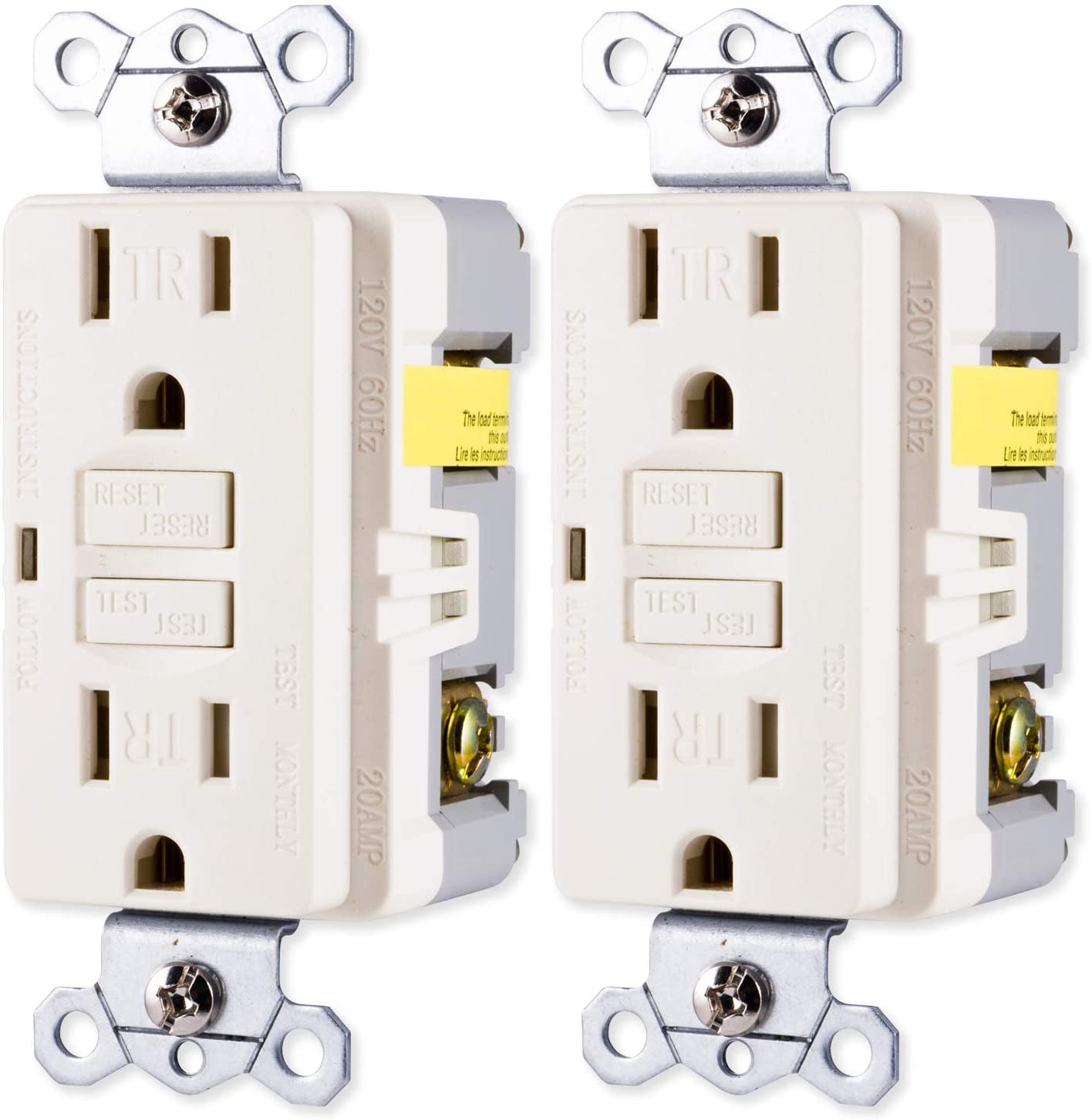 GE TamperResistant GFCI Receptacle 2 Pack, inWall, LED Indicator