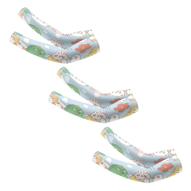 Un par de brazaletes de seda de hielo con dibujos animados para niños, protector de brazo impreso UPF50 +, brazalete de protección solar