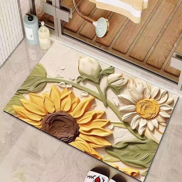 XWSHYW Cojines para Los Pies Estera Absorbente Fresca de La Entrada Del Cuarto de Baño de La Estera de La Entrada de La Flor Del Modelo Del Yeso Del Estilo.
