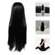 thumbnail image 2 of Peluca de pelo sintético largo, negro, liso, con raya al medio, para mujer, para cosplay, fiesta de Halloween, 16 pulgadas, 2 of 7