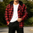 thumbnail image 7 of WRFWUL Mens Flannel Hooded Shirts Fall Trendy Plaid Long Sleeve Button Down Sweatshirt with Chest Pocket, 7 of 7