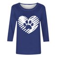 thumbnail image 3 of Tops de Cuello Redondo para las Mujeres Moda Impresa 3/4 Mangas Blusa Casual Top, Estante de Imitación, 3 of 5
