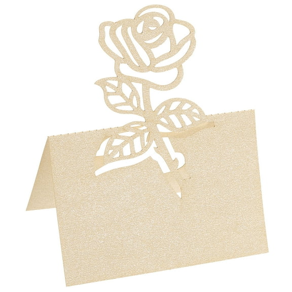 Table Name Place Cards,25Pack Rose Cut Design Blank Card Beige