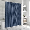 thumbnail image 5 of Navy Blue Geometric Shower Curtain Set - 48" x 72" Washable Bathtub Curtain with 12 Hooks, Modern Pure Color Abstract Striped Waterproof Fabric Stall Shower Curtains for Bathroom/Bathtub Décor, 5 of 6
