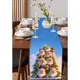 thumbnail image 4 of Ldtrchee Santa Christmas Tree Table Runner 48 Inches, Xmas Snowflake Blue Bed Runner Dresser Scarves Tabletop for Indoor Outdoor Parties/Ceremony/Banquet, 13" x 48", 4 of 8