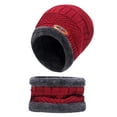 thumbnail image 3 of Men's Winter Warm Solid Color Plus Velvet Thick Hat Scarf Neck Two Piece Set Hat, 3 of 3