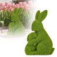 thumbnail image 2 of 5.9 In Green Flocked Standing Bunny Garden Statue, Large Rabbit Figurine Resin Animal Sculpture Outdoor Easter Decor for Patio Lawn Yard Balcony Ornaments, 2 of 7