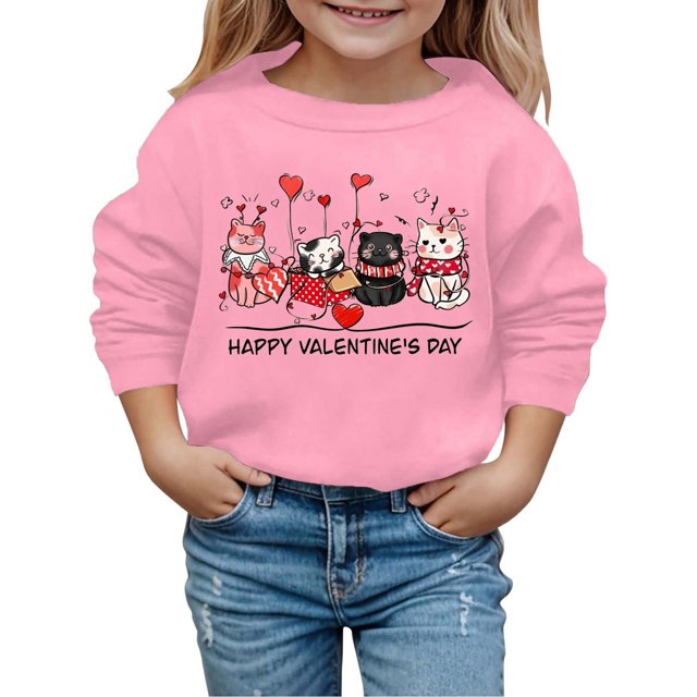 Chandail à Capuchon pour Enfants à Imprimé à la Mode pour la Saint-Valentin d'Automne et d'Hiver