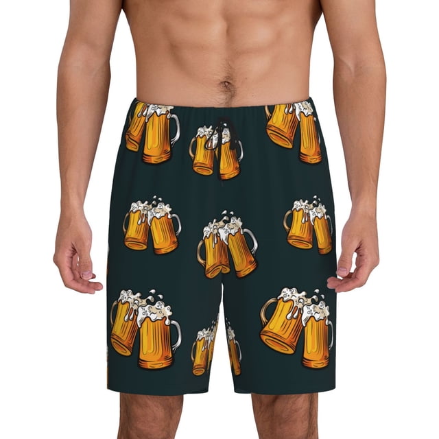 Fotbe Beer Pantalones Cortos de Pijama para Hombre, Ropa de Dormir, Pantalones de Pijama Cortos para Hombre-XX-Large