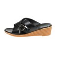 thumbnail image 2 of Women Crisscross Buckle Wedge Slide Sandals Open Toe Slip On Summer Casual Mules Black 9, 2 of 9
