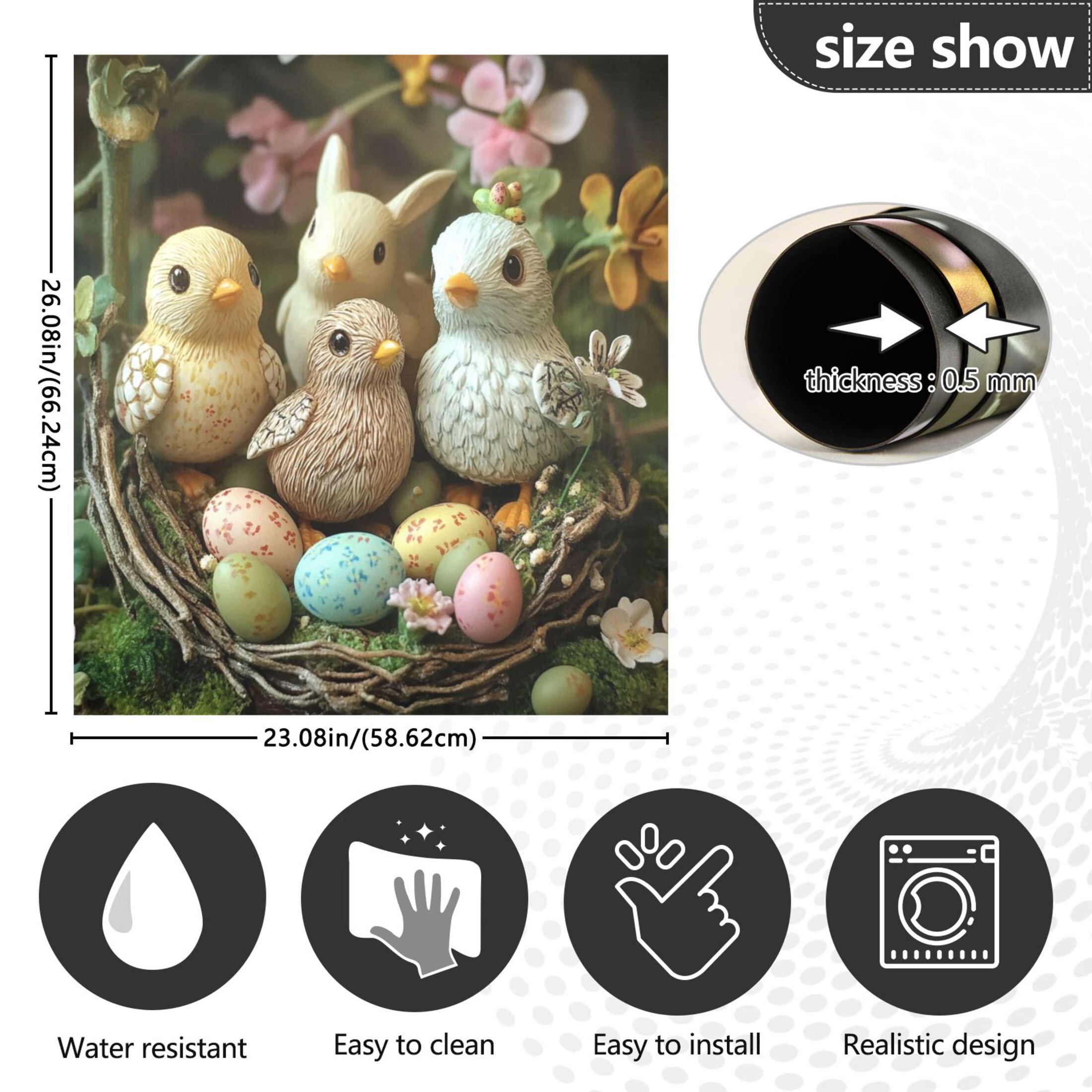 Dishwasher Magnetic Sticker 23x26 Inch Refrigerator Magnetic Sticker Washing Machine Magnetic Sticker Kitchen Panel Magnetic Sticker Home Decor Easter Birds and Eggs
