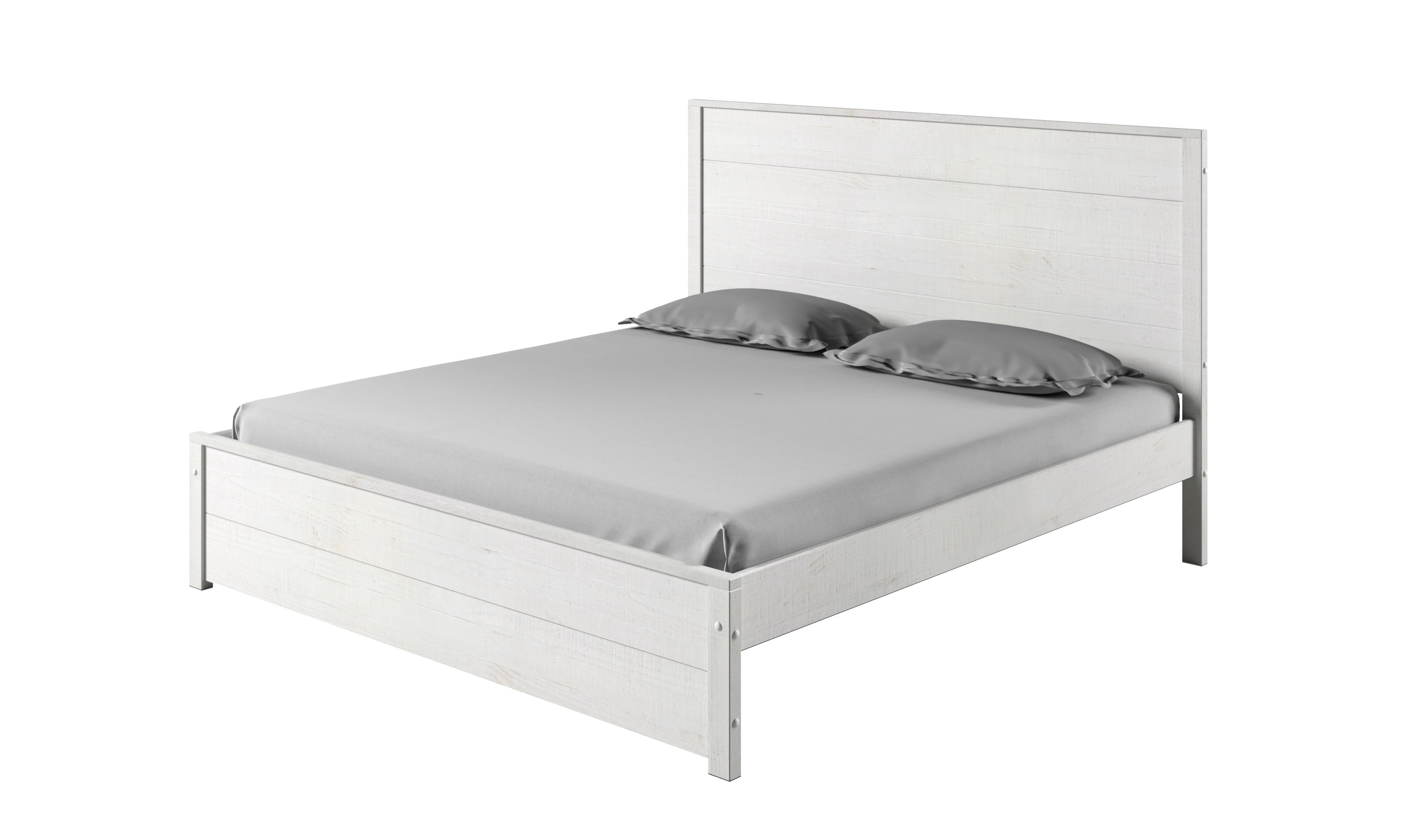 Camaflexi Hampton Solid Wood Queen Size Bed, Queen Bed Frame with Headboard, Coastal White Finish