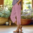 thumbnail image 2 of JJHGVB Cotton Linen Capris for Women Linen Bermuda Shorts for Women Womens Linen Shorts Womens Long Shorts Dress Shorts for Women Wide Leg Shorts for Women Wide Leg Capri Baggy Shorts Women Red 3XL, 2 of 9