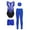 Blue, variant on Kids Girls 4Pcs Gymnastics Leotard Set Sparkle Ballet Dancing Unitards with Shorts Leggings and Hairband Blue&Black 6