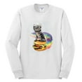 thumbnail image 2 of Funny Graphic Astronaut Cat in Space on Cheeseburger | Mens Cat Lover Long Sleeve T-Shirt, White, 2XL, 2 of 3