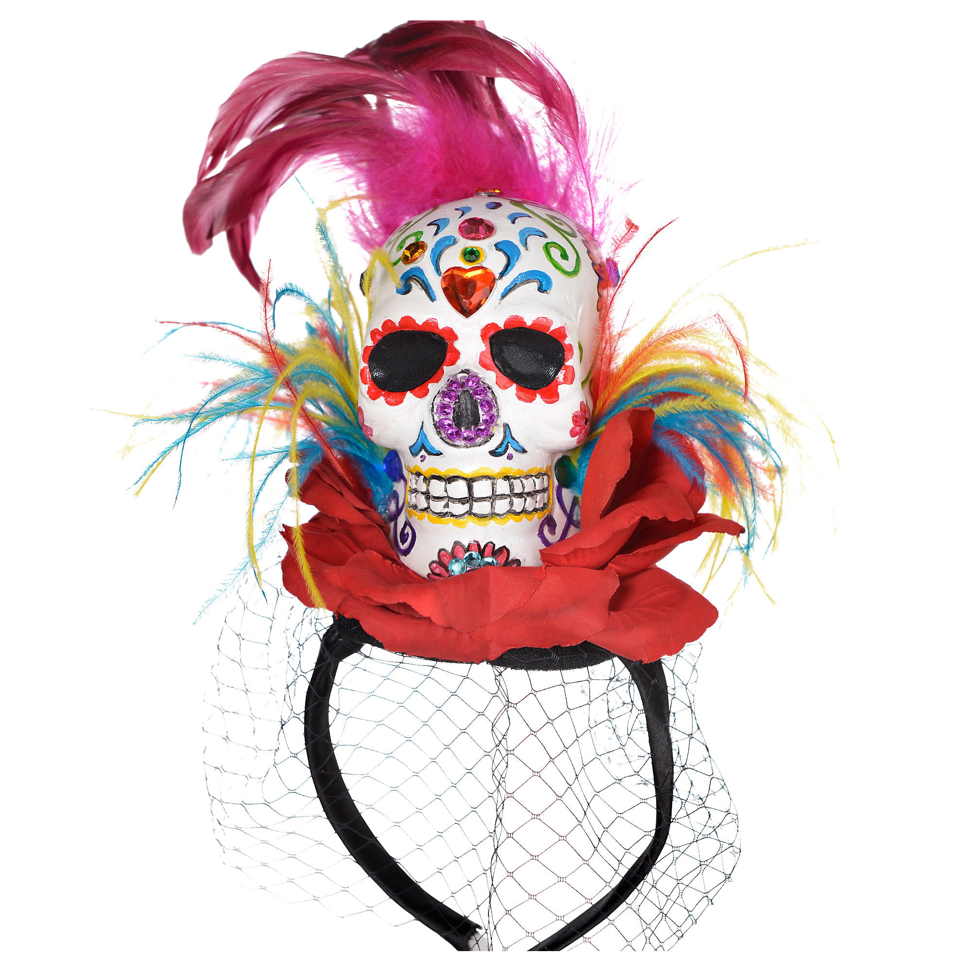 Momentum Brands Day The Dead Flower Headband Skulls Costume Accessory red