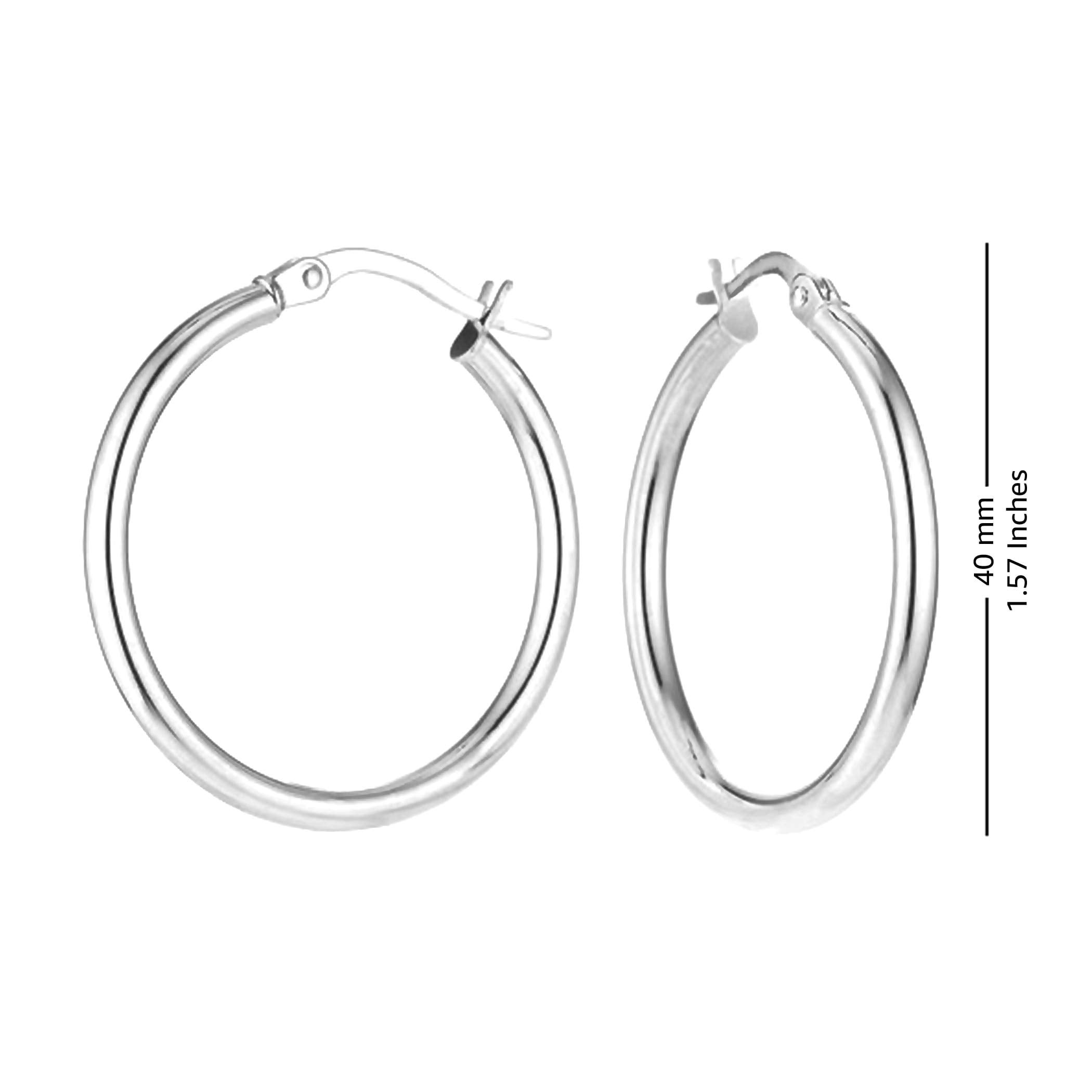 LeCalla Hypoallergenic Lightweight 40MM Italian Sterling Silver Hoop Earrings for Women