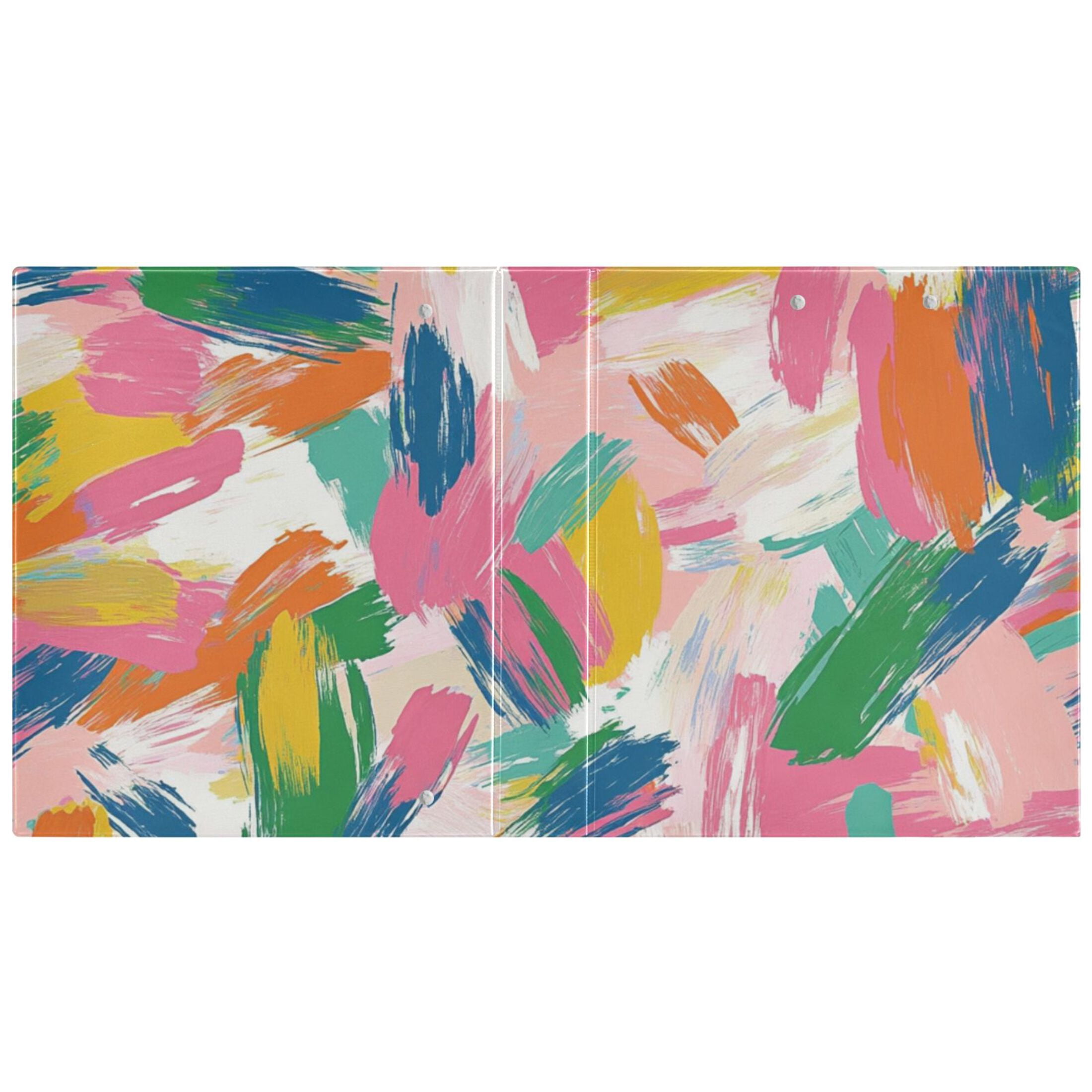 Colorful Graffiti Blocks 3 Ring Binders 1.5 inch Hardcover File Folders with Interior Pockets A4 Size Organizer for School Office Hospital