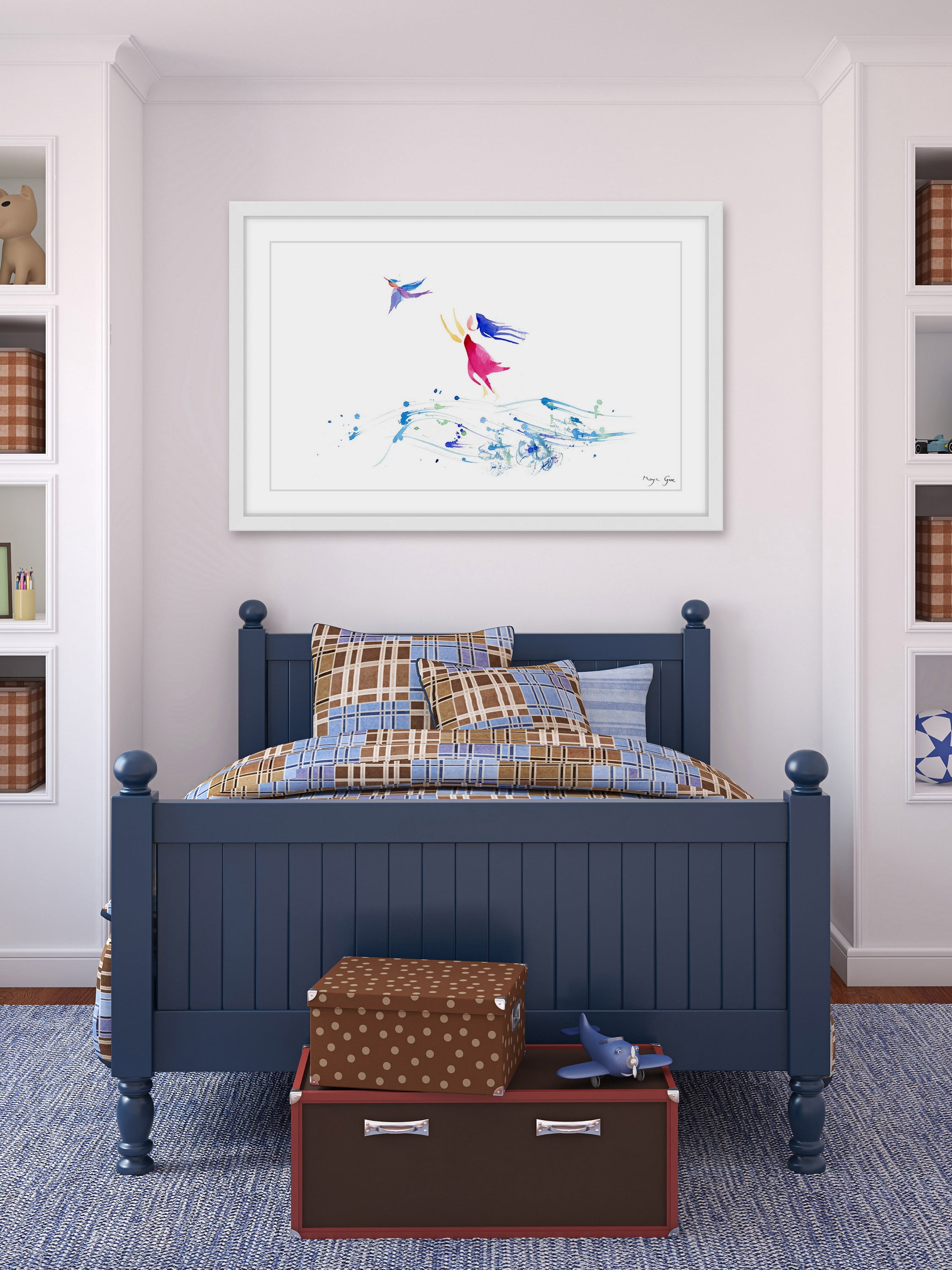 "Woman & Bird" Framed Painting Print