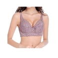 thumbnail image 2 of INSPIRE CHIC Women Full Cup Bras Breathable Comfort Floral Lace Full Coverage Non Padded Underwired Bra 46/105 Fit 44B/C Plum, 2 of 6