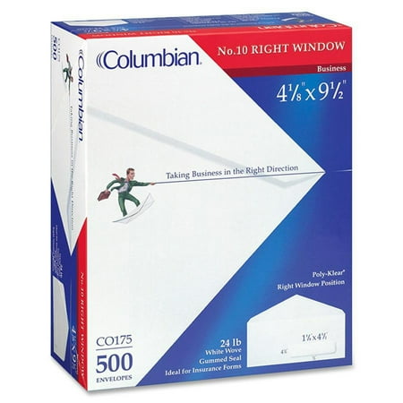 Claim Form Window Envelopes - Columbian, QUACO175, No. 10 Claim Form Window Envelopes, 500 / Box, White