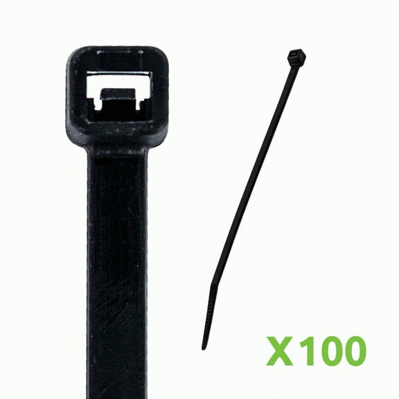 NavePoint 10 Inch Nylon UV Resistant Cable Wire Zip Tie 40 lbs - Black 100 Pack Lot Pcs Qty