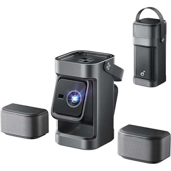 Soundcore Nebula P1 Portable Projector with Detachable Speakers, 650 ANSI Lumens, 1080P, Dolby Audio, Built-In Gimbal, 180" Screen