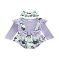 thumbnail image 1 of Combinaison Manches Longues à Manches Longues pour Bébé Fille Romper et Coiffe Violet, 1 of 7