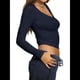 thumbnail image 3 of Camisas de Larga para Mujer, Moda de Otoño 2025, Cuello en V, Blusas Básicas, Blusas Ajustadas Y2K, Conjuntos Azul Oscuro S, 3 of 8