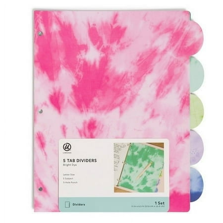 U Brands 5ct Tab Dividers - Bright Dye Ombre 6 pack of case 