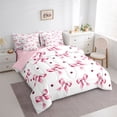 thumbnail image 3 of Homewish Kawaii Bow Ribbon Bedding Comforter Set 7pcs, Pink Watercolor King Bedding Sets, Teens Kids Girls Women Reversible Bed Sheets, Lightweight Room Decor, 3 of 7