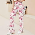 thumbnail image 2 of Top-kevin Disco Ball Cherry Pink Bow Women's Yoga Pants Wide Leg Loose Casual Straight Lace Up Pants Lounge Sweatpants, 2 of 14