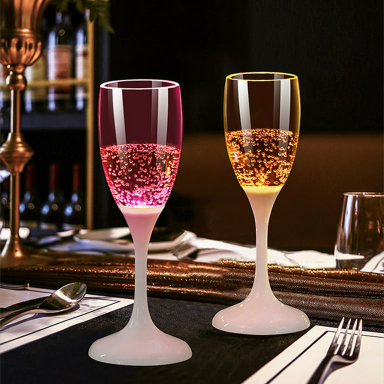 Light Up Plastic Champagne Flutes Luminous Shatterproof Dishwasher Safe Wine Glass for Serving Red or White Wine, Size: One Size