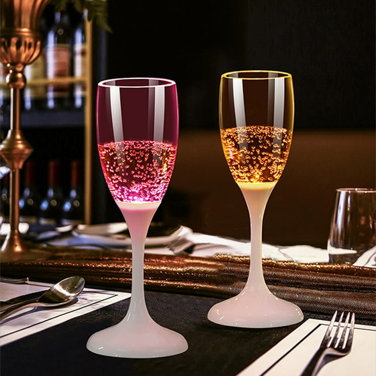 Light Up Plastic Champagne Flutes Luminous Shatterproof Dishwasher Safe Wine Glass for Serving Red or White Wine, Size: One Size