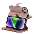 thumbnail image 4 of ELEHOLD Luxury Wallet Case for iPhone 14  6.1" Card Slots Zipper Purse Stand Function with Crossbody Strap Wrist Strap PU Leather Shockproof Case, Rosegold, 4 of 7