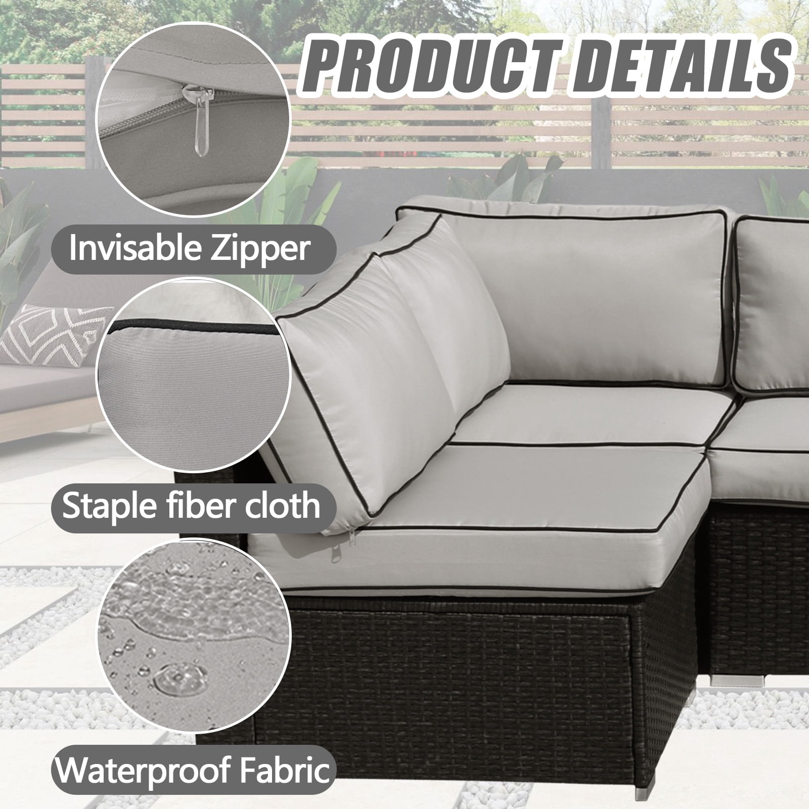 14 Pcs Patio Cushion Covers Replacement Outdoor Couch Cushions Covers Splashproof Sofa Slipcovers Set with Zippers,Patio Furniture Protector, Couch 3 Sizes, Covers Only