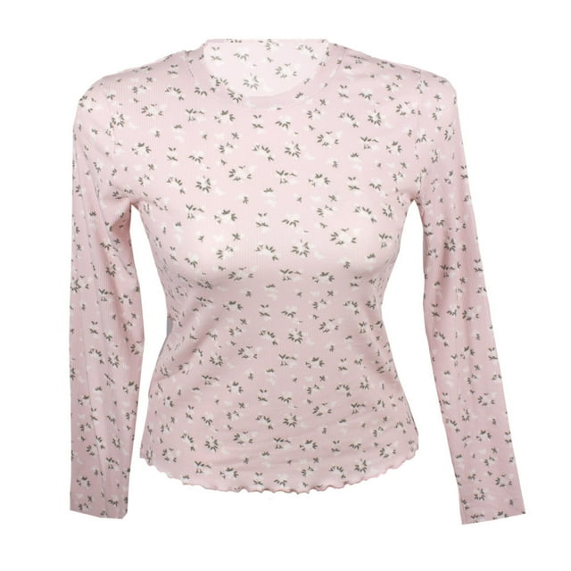 Playera George para Dama, Cuello Redondo Manga Larga Rosa Talla EG