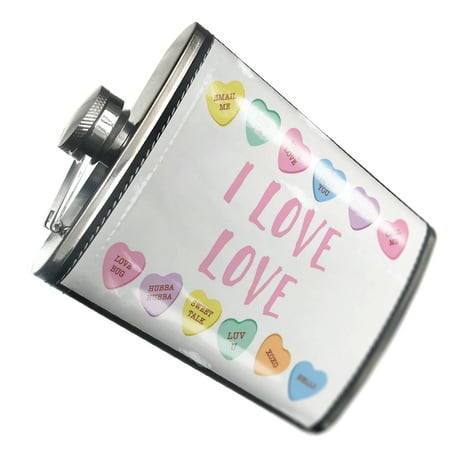 

NEONBLOND Flask I Love Love Valentine s Day Conversation Hearts Border