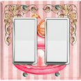 thumbnail image 1 of Metal Light Switch Plate Cover Giant Pink Strawberry Macaroon Stripes CAK045, 1 of 13