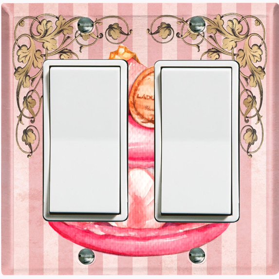 Metal Light Switch Plate Cover Giant Pink Strawberry Macaroon Stripes CAK045