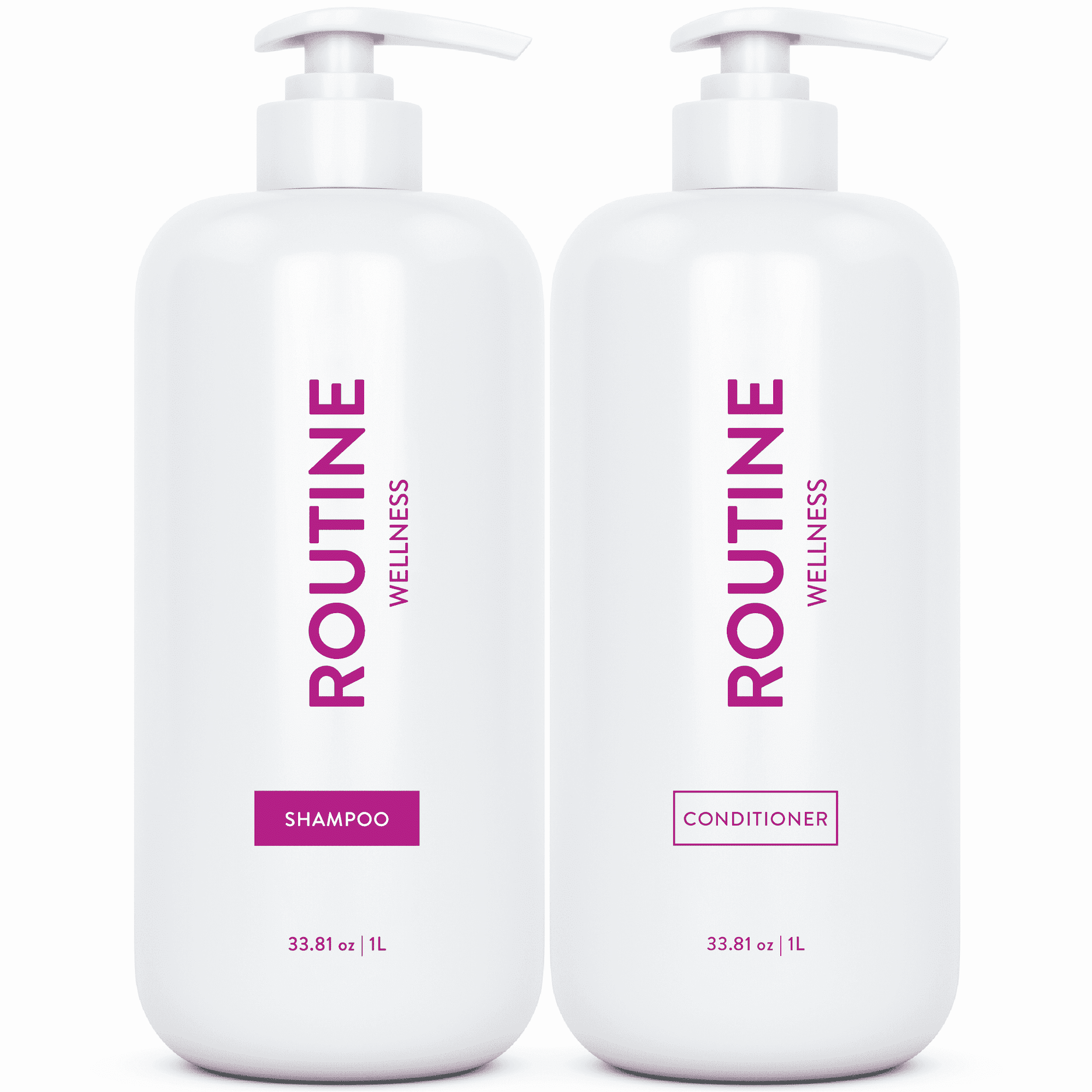 Routine Wellness 1 Liter Shampoo & Conditioner Set - Strengthening & Volumizing for Thinning Hair - Promotes Full, Voluminous, Healthy Hair - 1 Liter Rose Hips Set