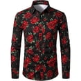 thumbnail image 4 of Nuevas camisas para hombre, manga larga, estampado de flores en 3D, solapa con botones, ropa de verano para hombre, camisetas de moda para fiesta de graduación, cumpleaños y novio, 4 of 5