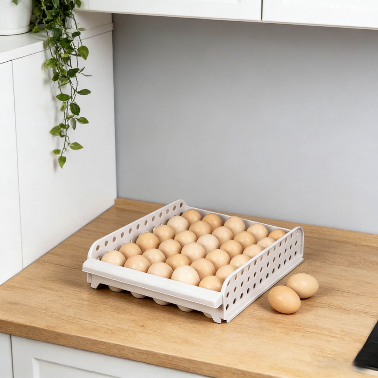 Stackable Egg Container Syorage Bin: Refrigerator Egg Holder for Refrigerator One Layer Egg Storage Box Chicken Egg Storage Container Organizer Bin Egg Tray