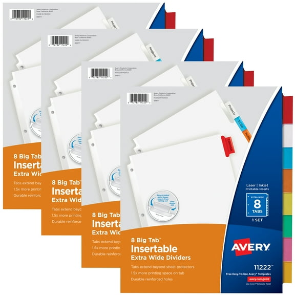 Avery Big Tab Extra Wide Dividers, 8-Tabs, 4 Sets (21939)