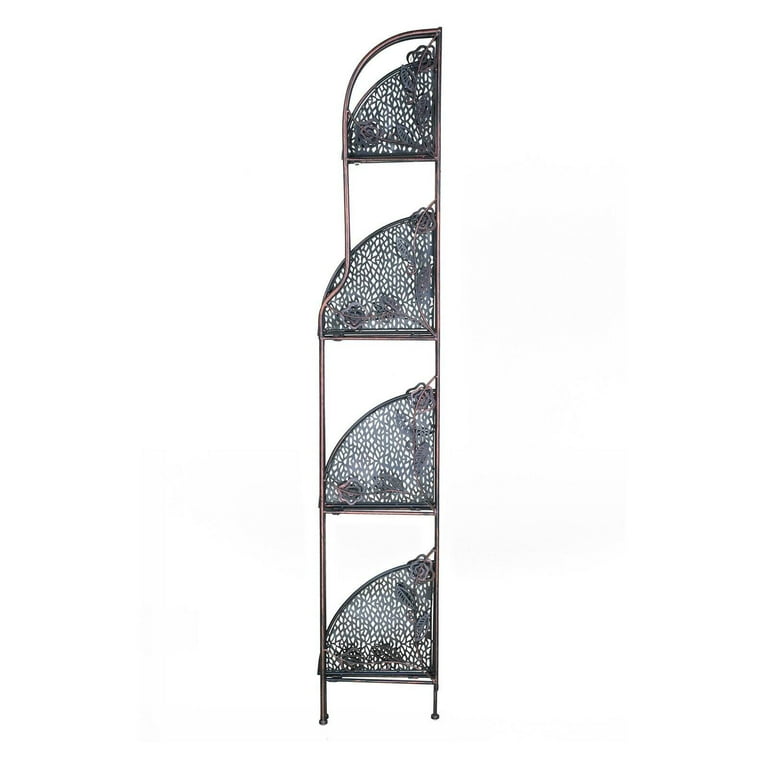Heather Ann W190837 BC Rosa 4 Shelf Corner Bakers Rack Blackened Copper
