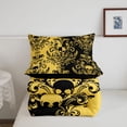 thumbnail image 5 of jejeloiu Western Vintage Skull Queen Comforter Set,Rich Damask Comforter Sets Queen For Adults,Gold Black,Black Reversible,3pcs,1 Comforter and 2 Pillowcases, 5 of 7