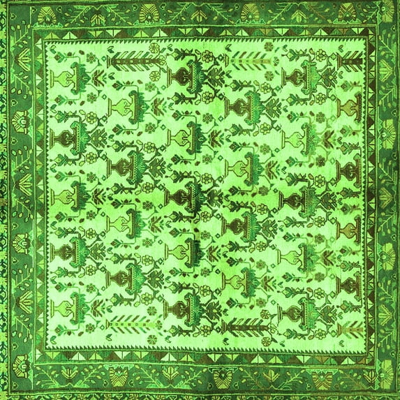 Ahgly Company Indoor Square Animal Green Traditional Area Rugs, 8' Square