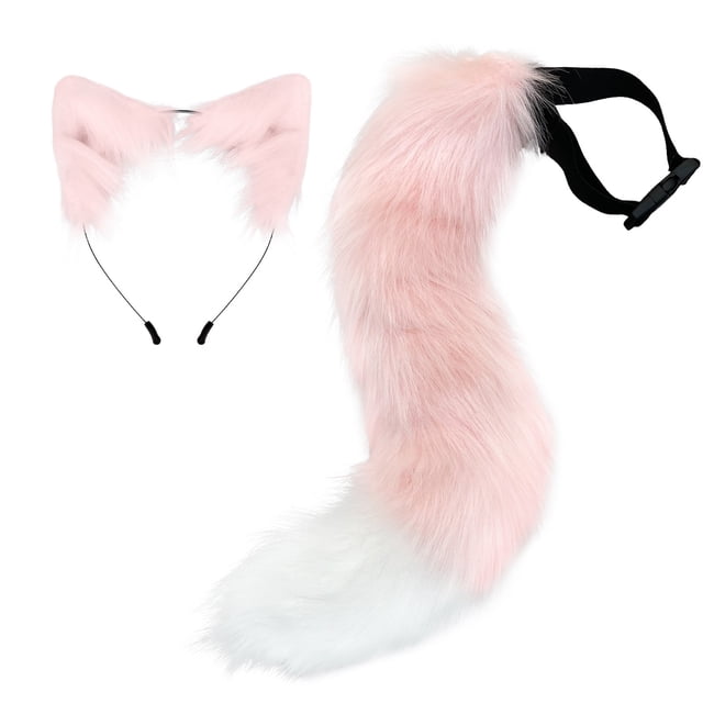 Colgante De Cola De Animal Adorable En 3D Para Halloween, Con Pompones, Cola Peluda A La Moda, 50 Cm, Cola De Peluche Para Halloween Con Diadema De Peluche Para Las Orejas